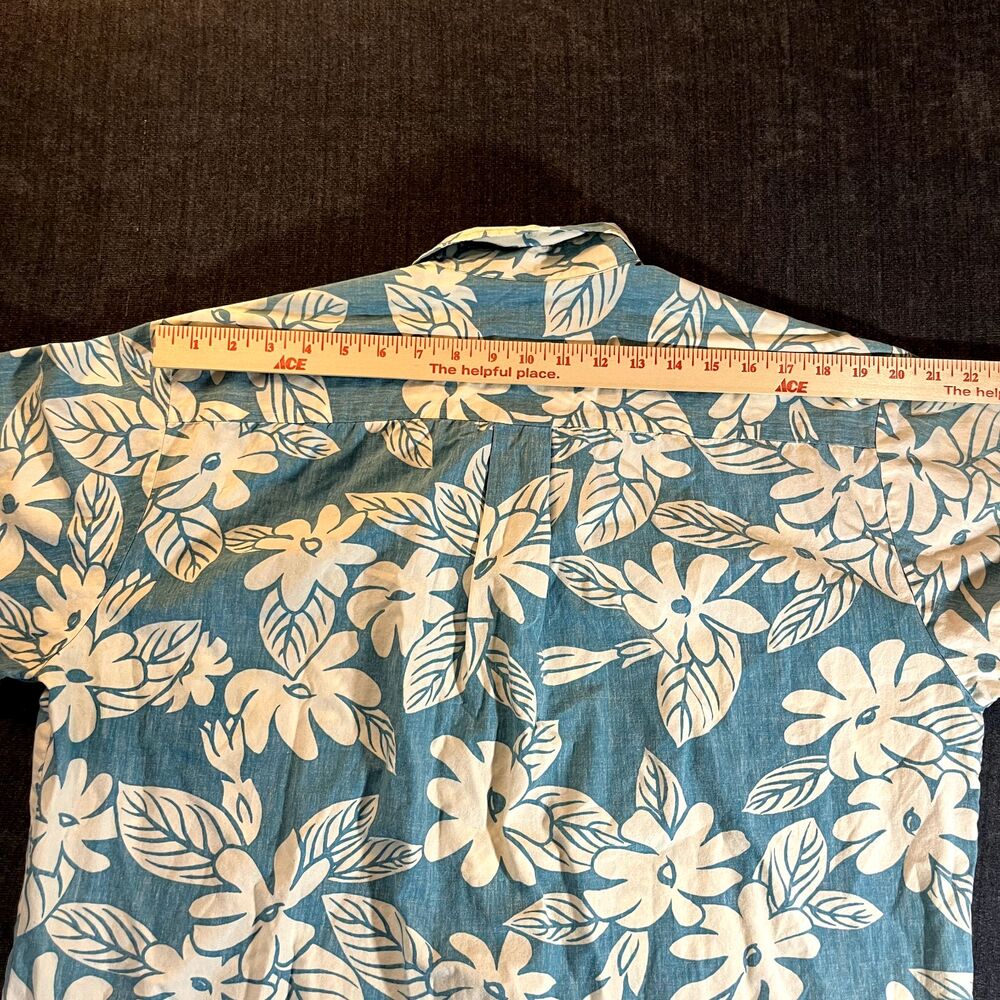VTG Tori Richard Shirt Mens Large Blue Floral Hawaiian Aloha Made Hawaii Camp - Picture 7 of 12